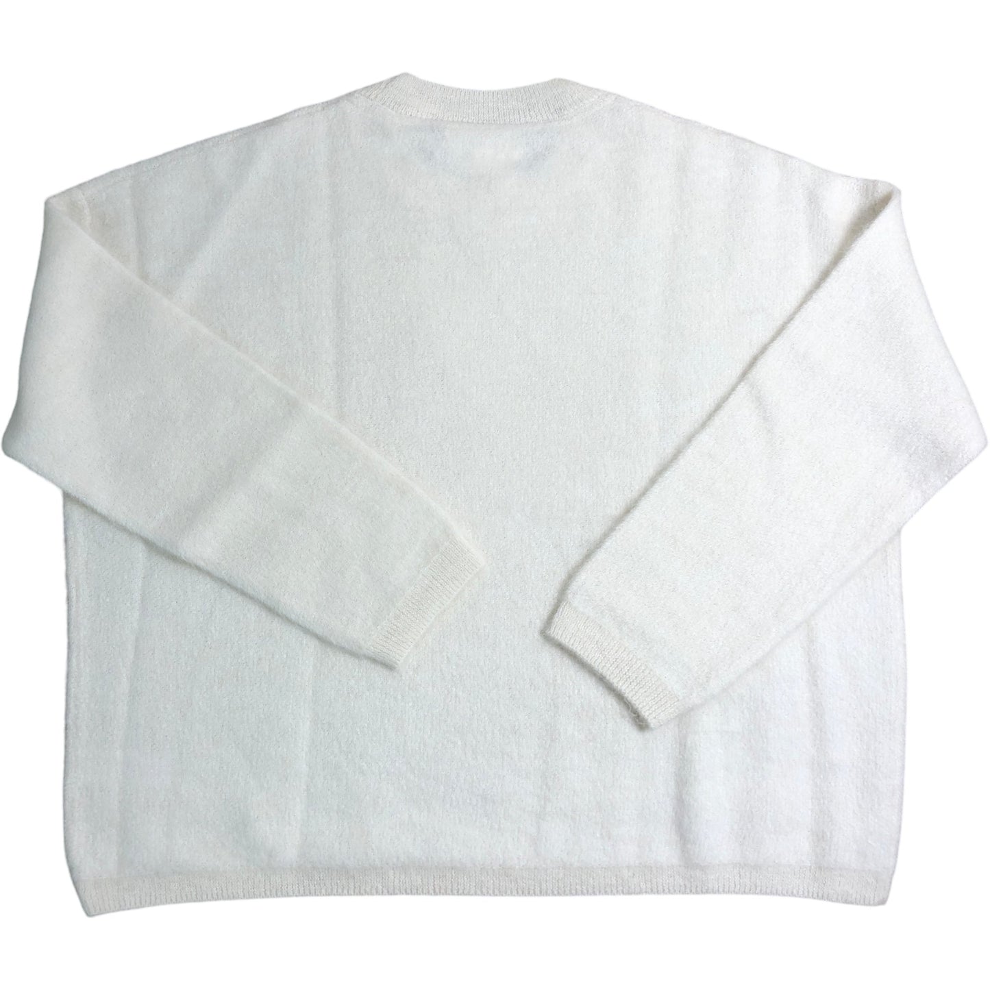 Branded Textured Loop Knit Sweater 96 Alpaca 4 Wool Cream Size Small