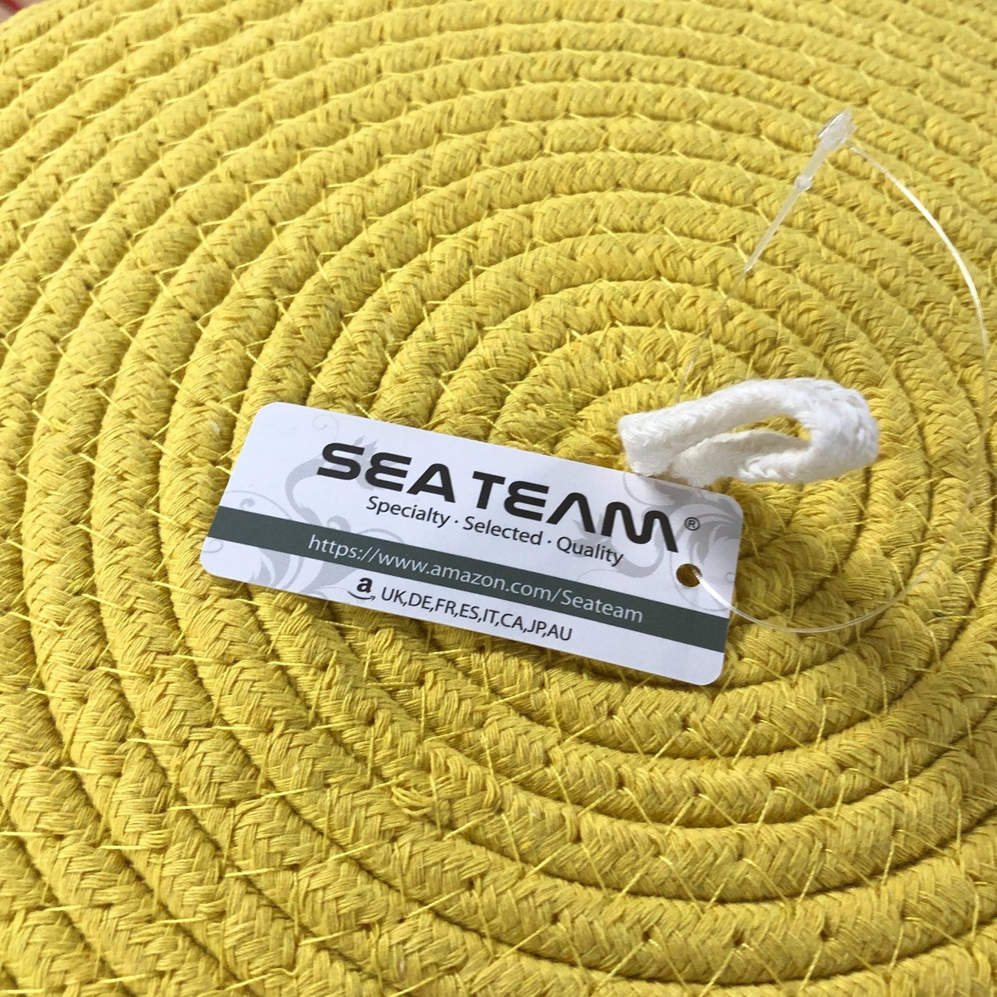 Sea Team Large Yellow Storage Basket Cotton Rope Round Natural Decorative Home