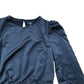 River Island Black Satin Midi Dress Puff Sleeve Size 6