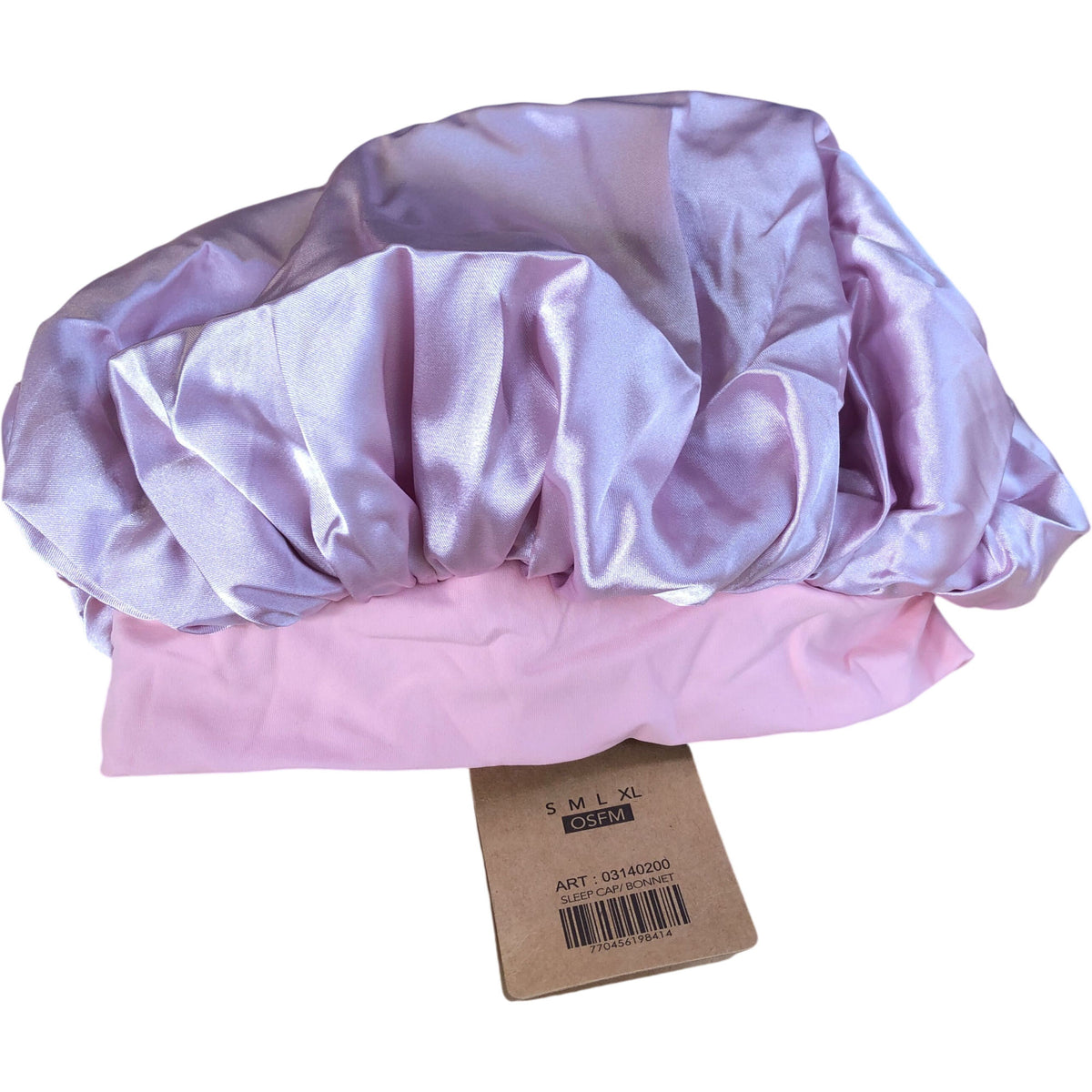 Hat Hut Satin Sleep Cap One Size Adjustable Bonnet Light Pink With Scrunchie