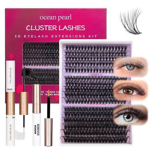 Ocean Pearl Cluster Lashes 3D Eyelash Extensions Kit Light Soft Handmade