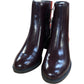 Wide Fit Ankle Boots Burgundy Faux Patent Leather Size 6