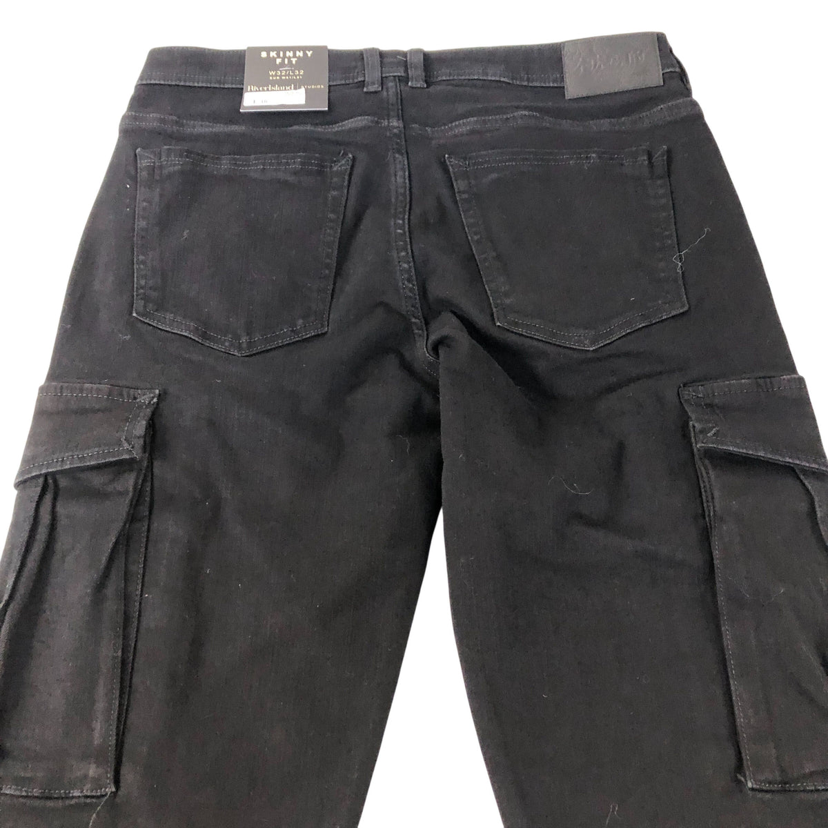 River Island Skinny Fit Men's Black Cargo Trousers Denim