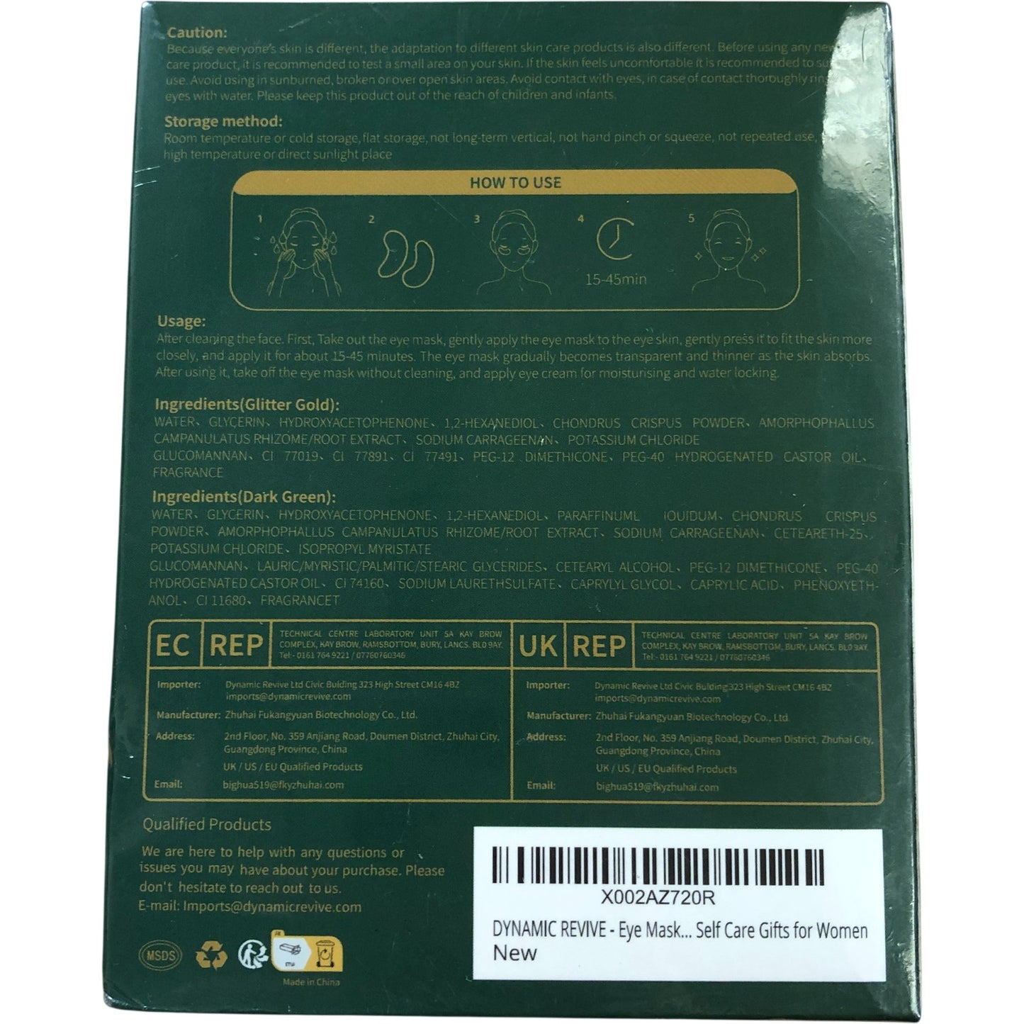 Dynamic Revive Collagen Crystal Eye Mask 20 Pair Moisturising Hydrating Beauty