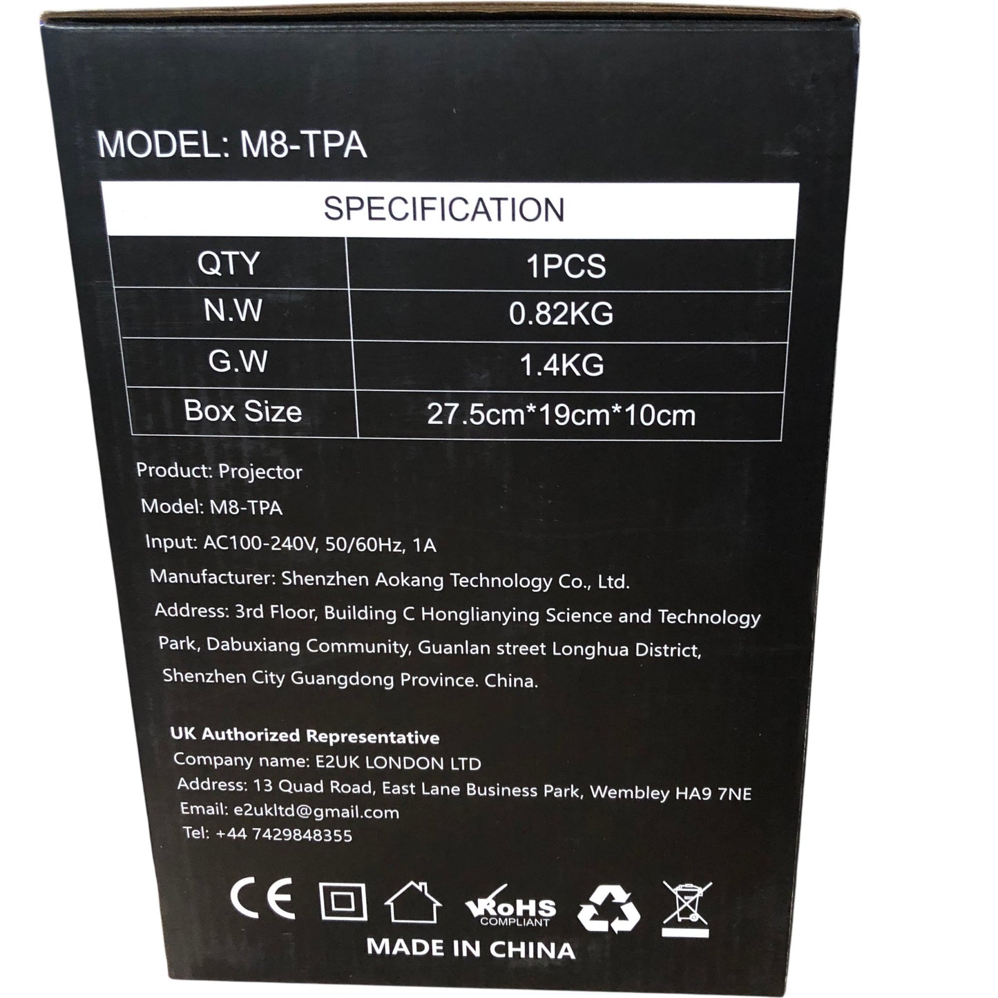 JINHOO M8-TPA Projector New Home Theatre Multimedia WiFi HDMI Portable Model