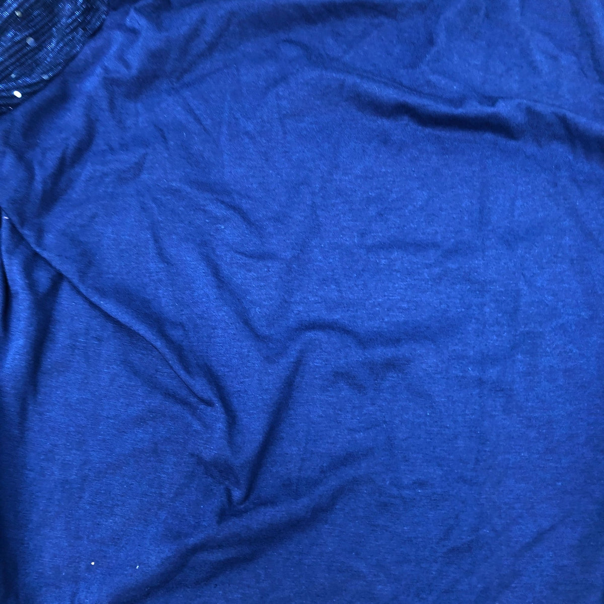 Long Sleeve Top UK16 Women's Navy Blue Glittery Pleated Detail