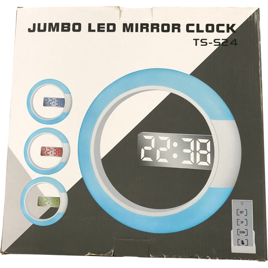 Jumbo LED Mirror Clock TS-S24 Digital Alarm Wireless RGB Light Touch Key
