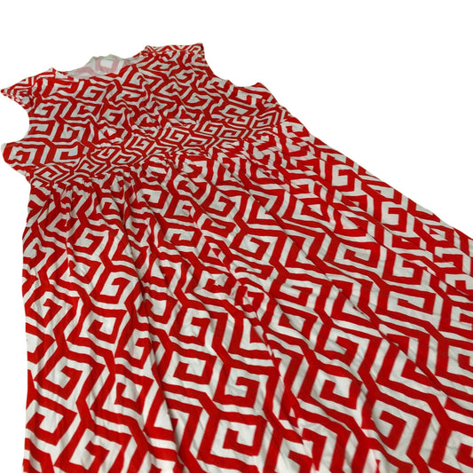 Boden Red White Geometric Pattern Dress Women's Sleeveless Casual UK20