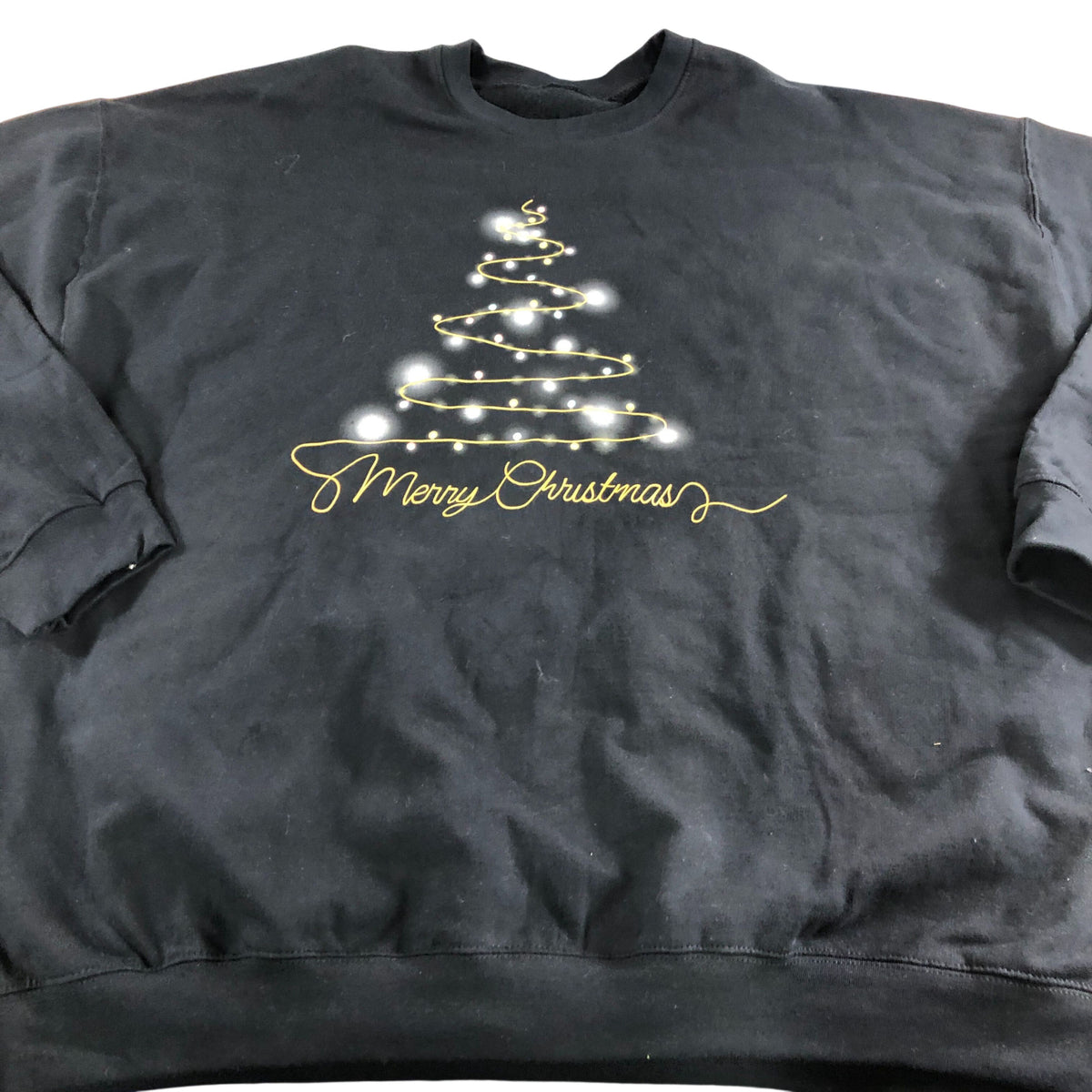 Merry Christmas Sweatshirt 3XL Unisex Black Christmas Tree Design