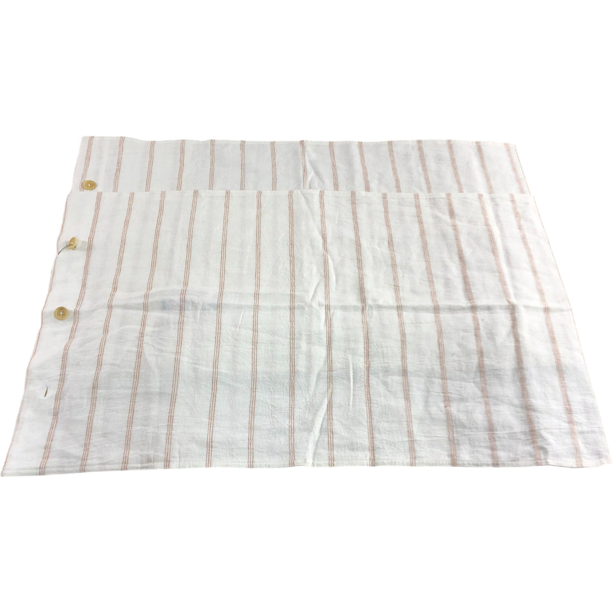 Neutral King Size Pillowcases Set with Stripes and Button Closure Bedding