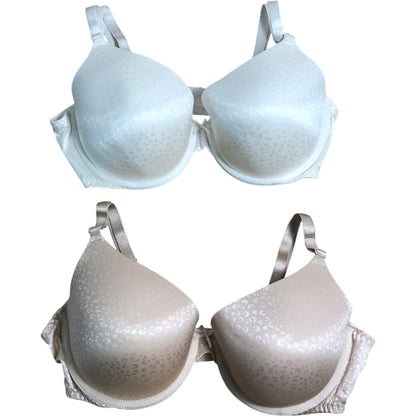 Wired T-Shirt Bras 2 Pack Lightly Padded Comfort Support White Nude
