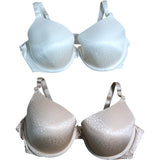 Wired T-Shirt Bras 2 Pack Lightly Padded Comfort Support White Nude