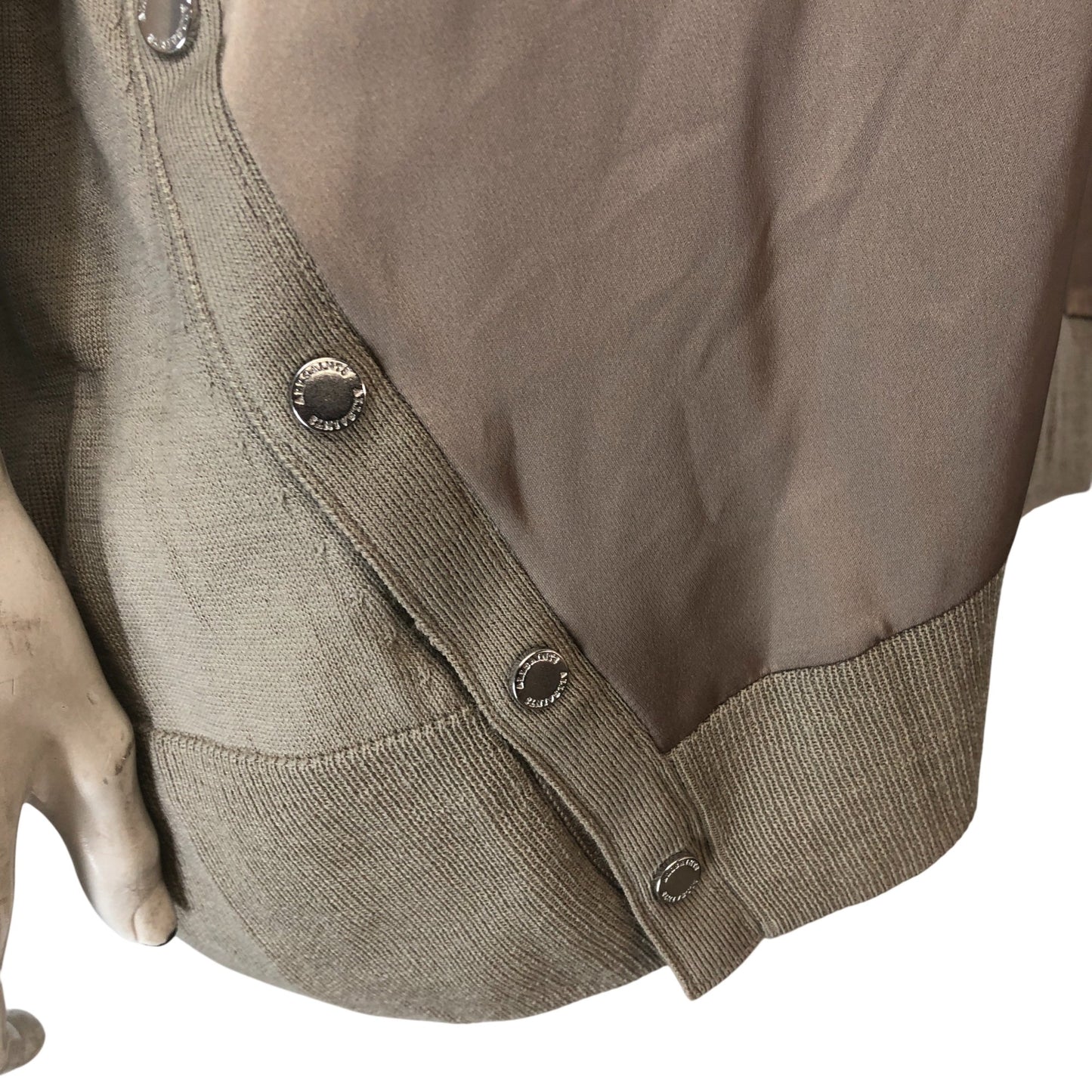 All Saints Women's Large Beige V Neck Button Detail Top Casual Loose Fit