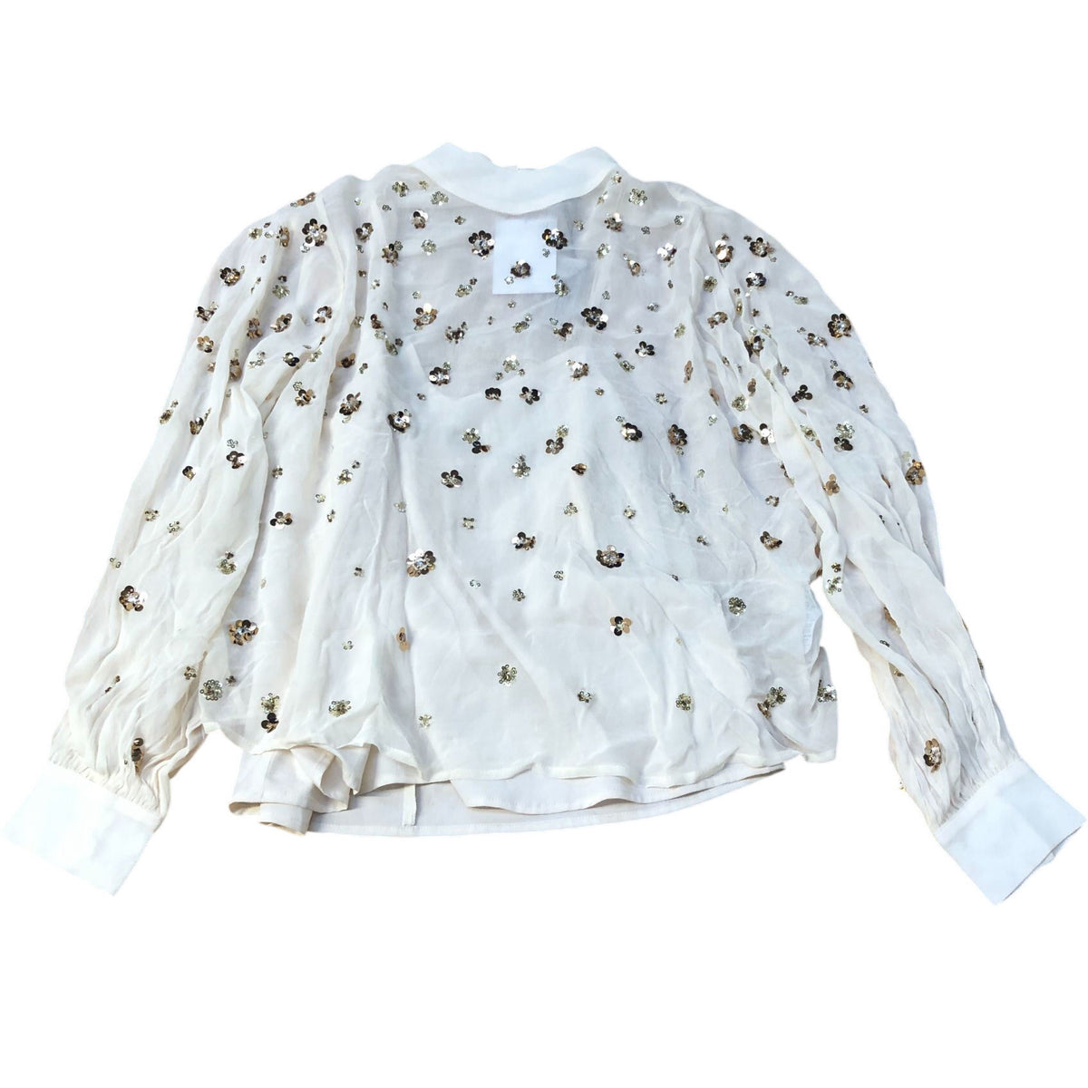 Cream Floral Sequinned Blouse Size 12