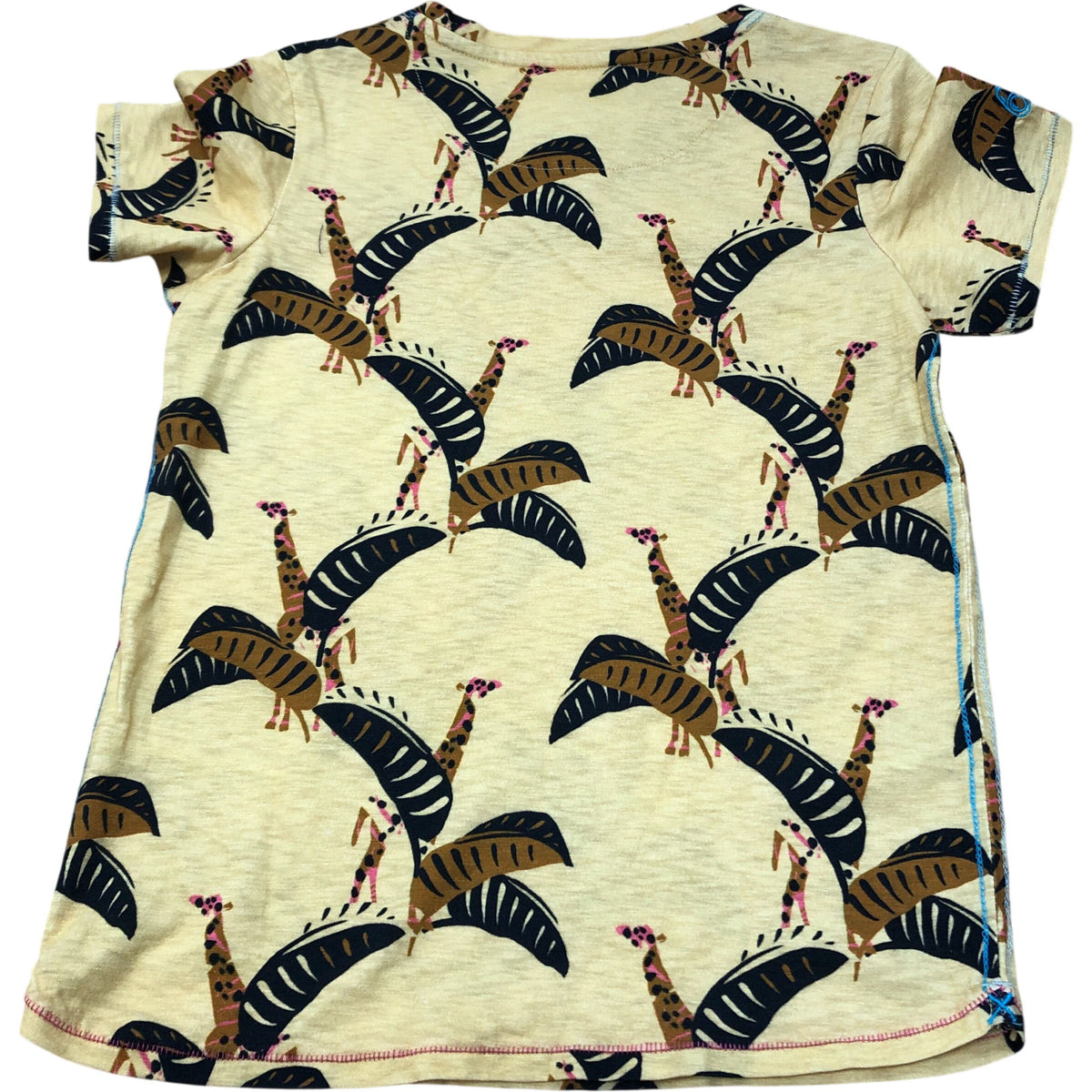 Giraffe Print T-Shirt Boys Yellow Short Sleeve Size 7-8 Years