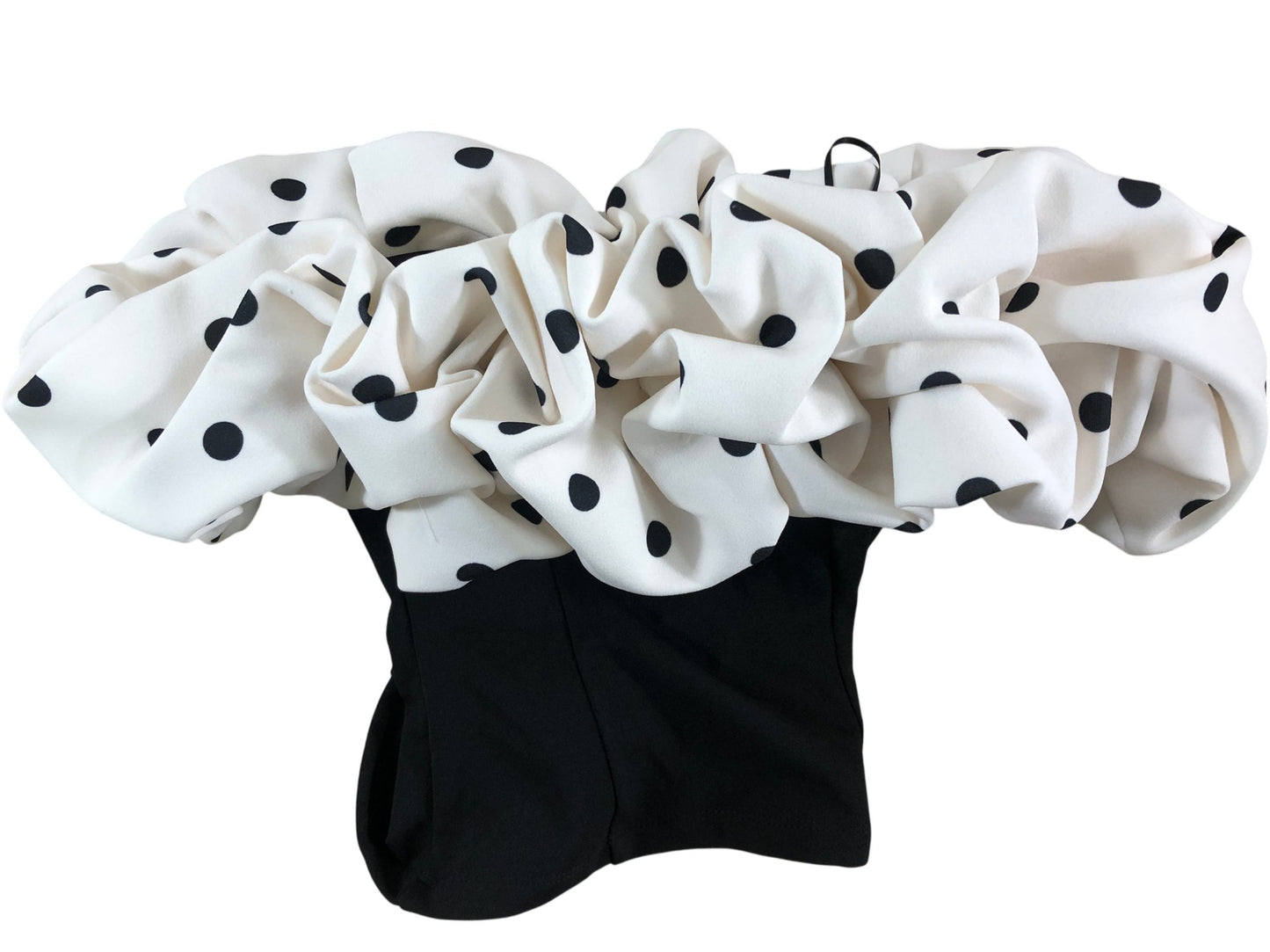 RIVER ISLAND Black Polka Dot Ruffle Bustier Dress UK XS Women's Party Style