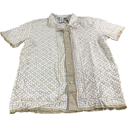 Avant Garde Dark Taupe Patterned Short Sleeve Shirt - Size Large