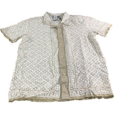 Avant Garde Dark Taupe Patterned Short Sleeve Shirt - Size Large
