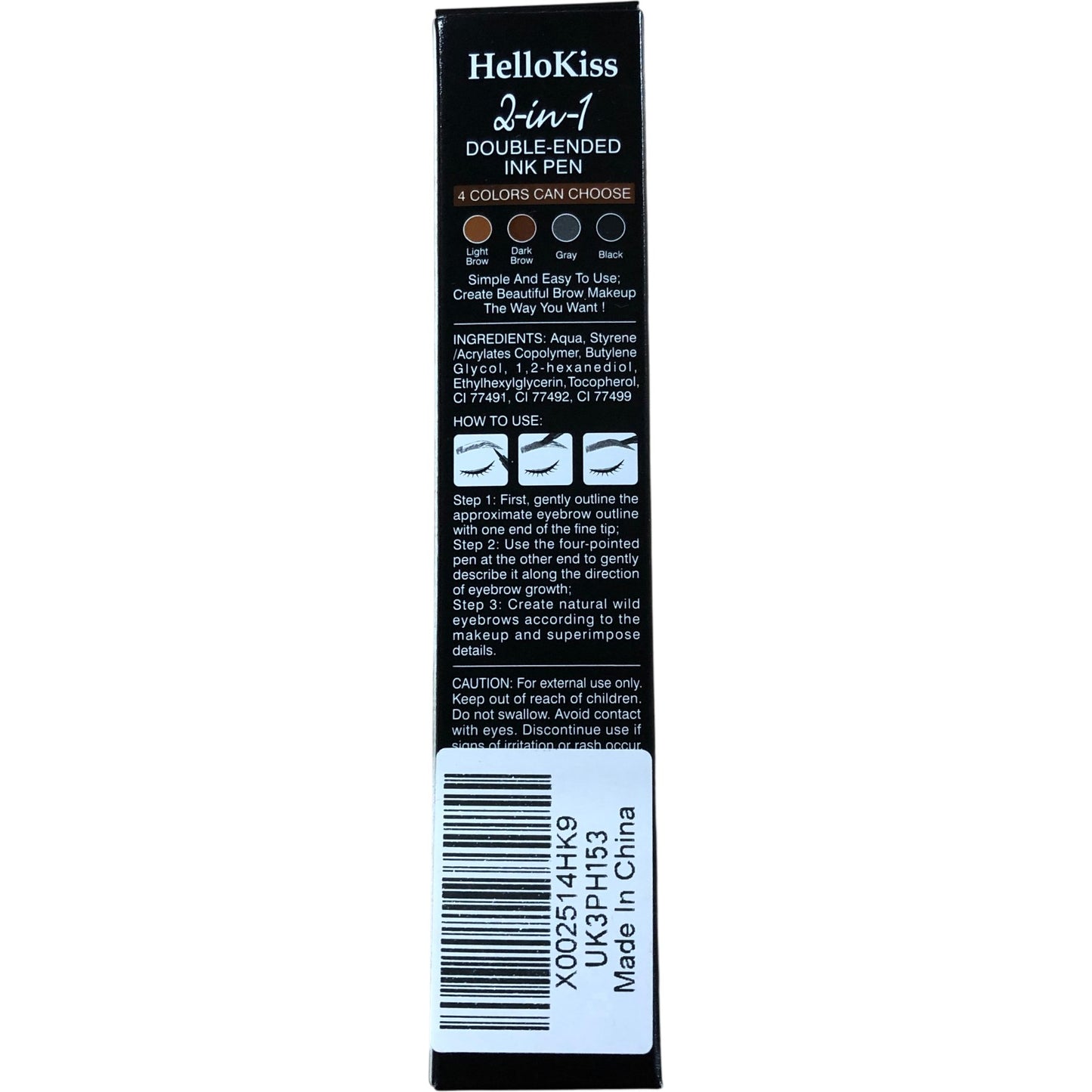 HelloKiss 2-in-1 Double-ended Ink Pen Liquid Eyebrow Pen Rich Colour Light Brown