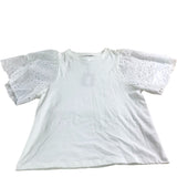 River Island White Top UK XS Women's Cotton Eyelet Puff Sleeve