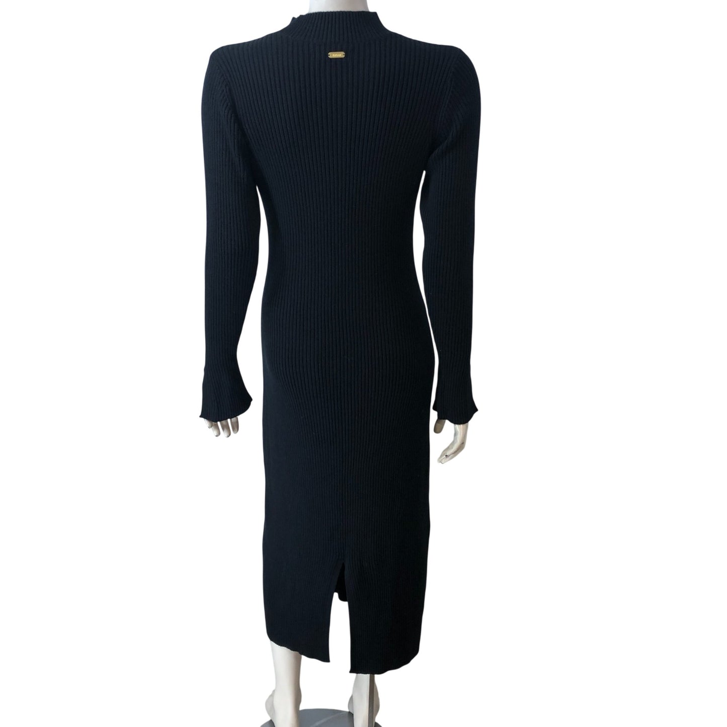 Barbour Francis Knitted Midi Dress UK12 Womens Navy Ribbed Long Sleeves