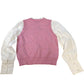River Island UK8 Women's Pink Sweater Top With White Long Sleeves And Buttons