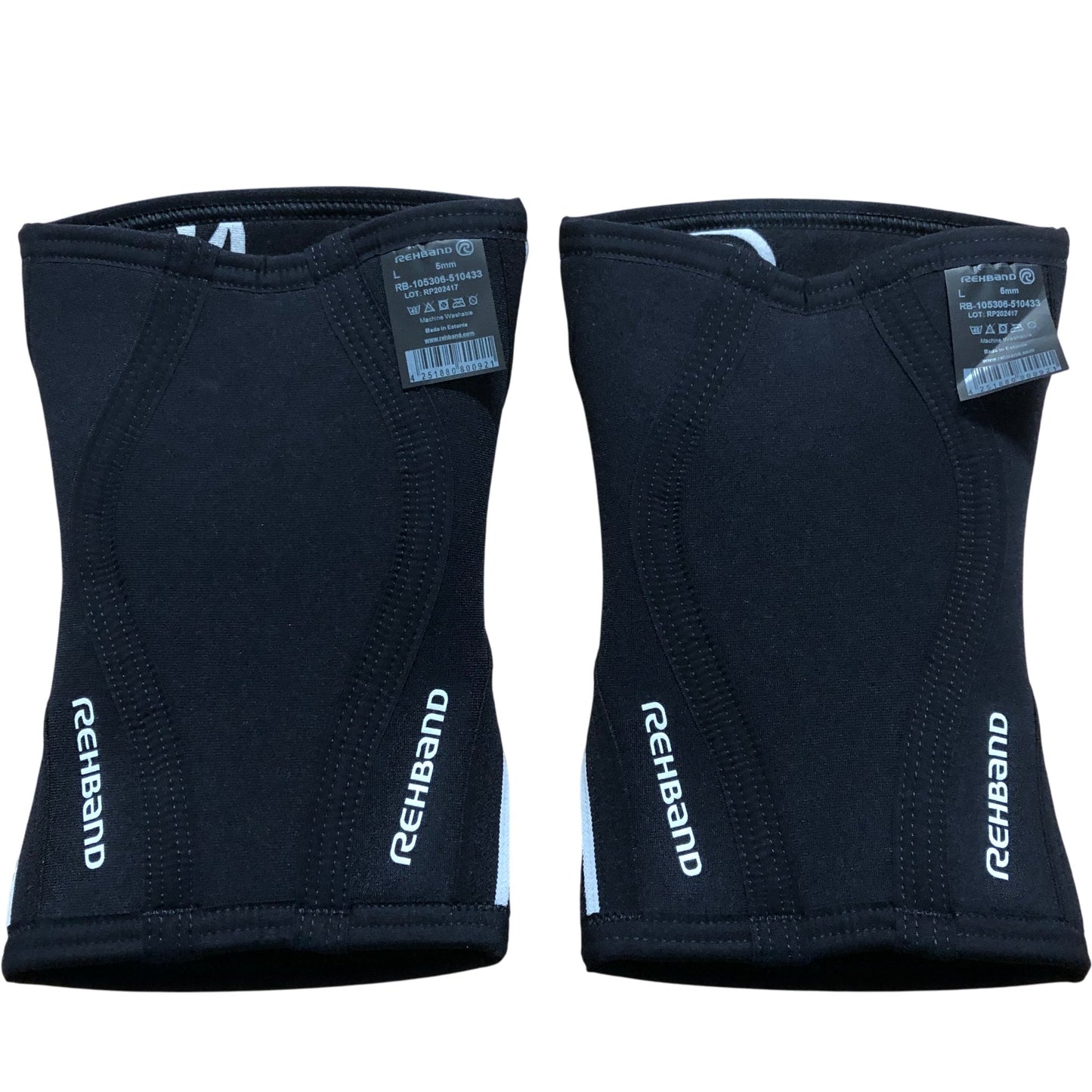REHBAND RX Knee Sleeve 5mm Large Black Pair Support Brace Comfortable Fit