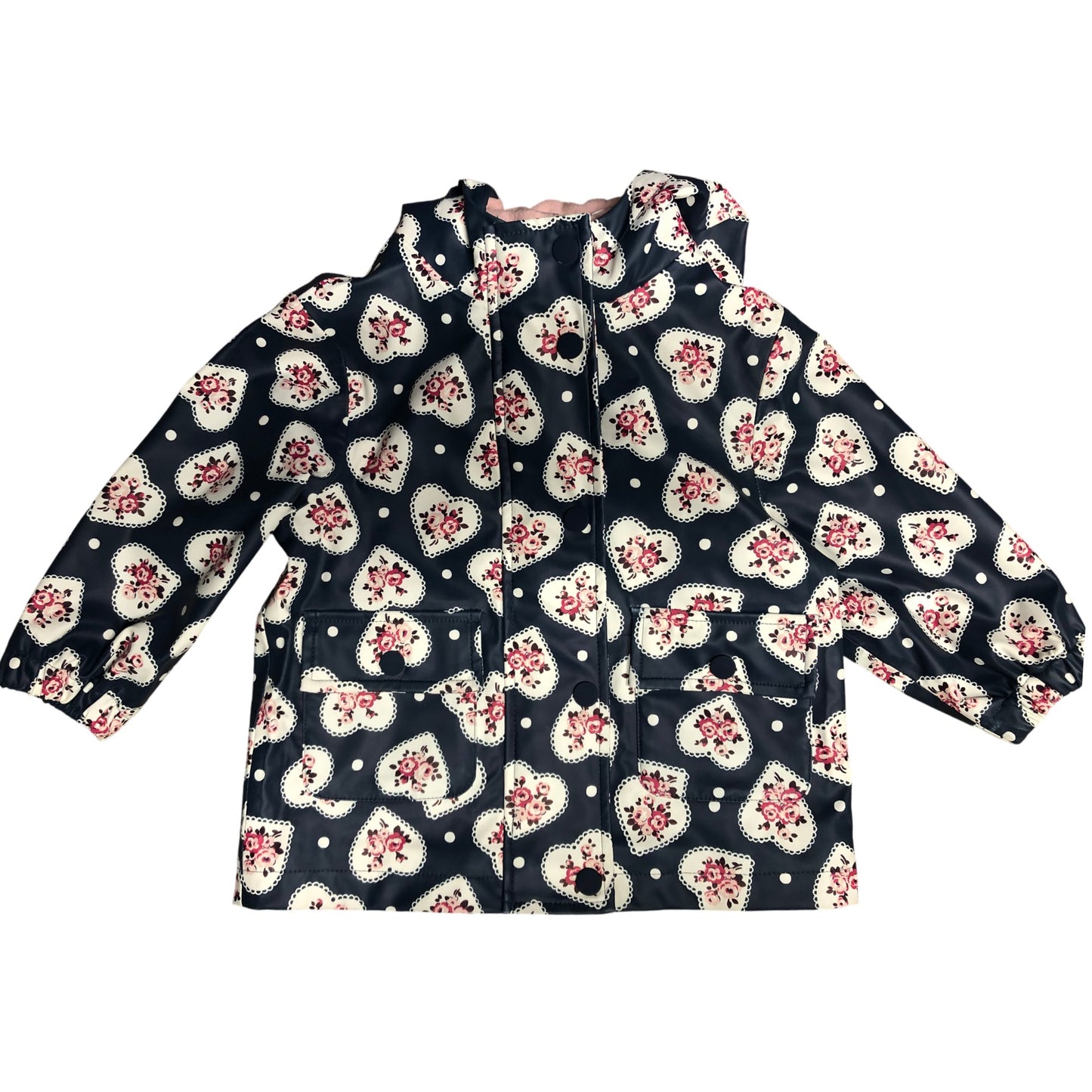 Cath Kids Baby Girls 12-18 Months Floral Heart Print Waterproof Jacket
