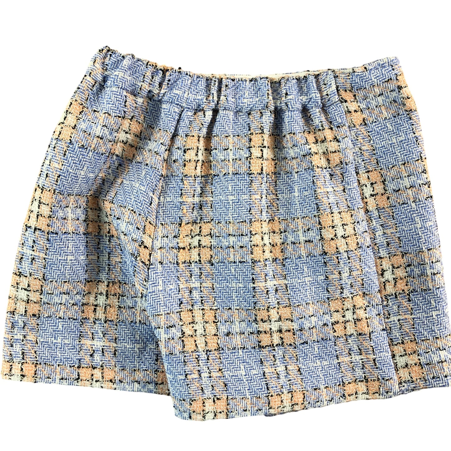 RIVER ISLAND Girls Tweed Mini Skirt Size 12 Years Light Blue Check Pattern