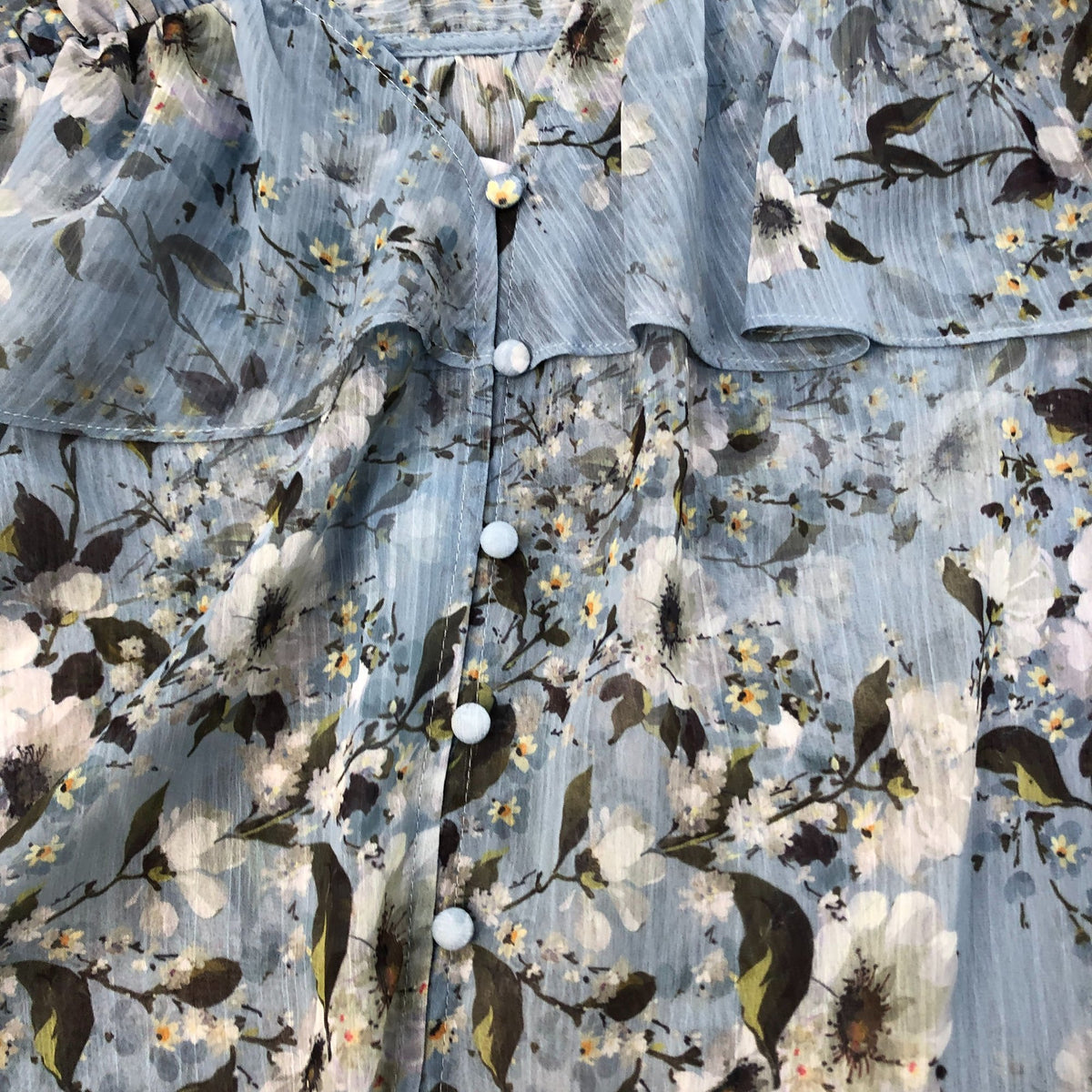 River Island Floral Print Blouse Size 12 Women's Lightweight Blue Long Sleeve