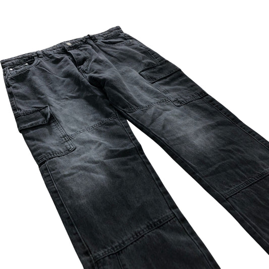 Brave Soul Cargo Trousers Men's Grey Denim Studio Style Comfortable Fit 36L 38W