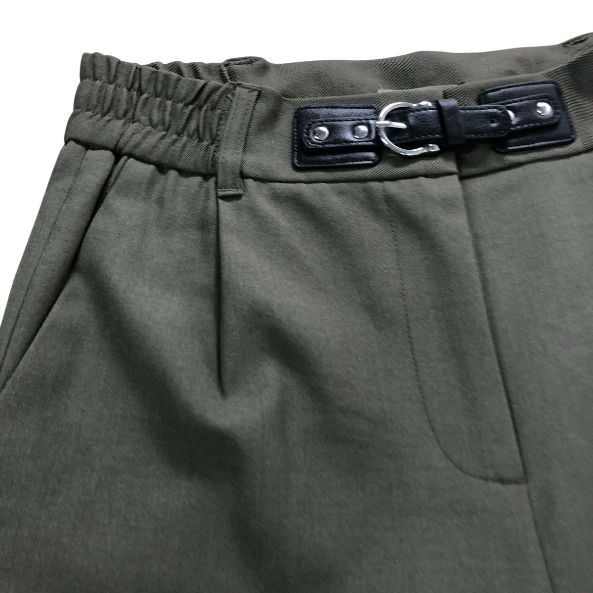 River Island Trousers UK10 Women's Olive Green Elastic Waistband