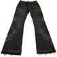 Embroidered Embellished Floral Jeans UK6 Women's Black Stretch Denim
