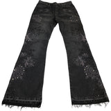 Embroidered Embellished Floral Jeans UK6 Women's Black Stretch Denim