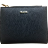 Grande 2805 Small Leather Bifold Wallet Black Genuine Leather Zip Closure