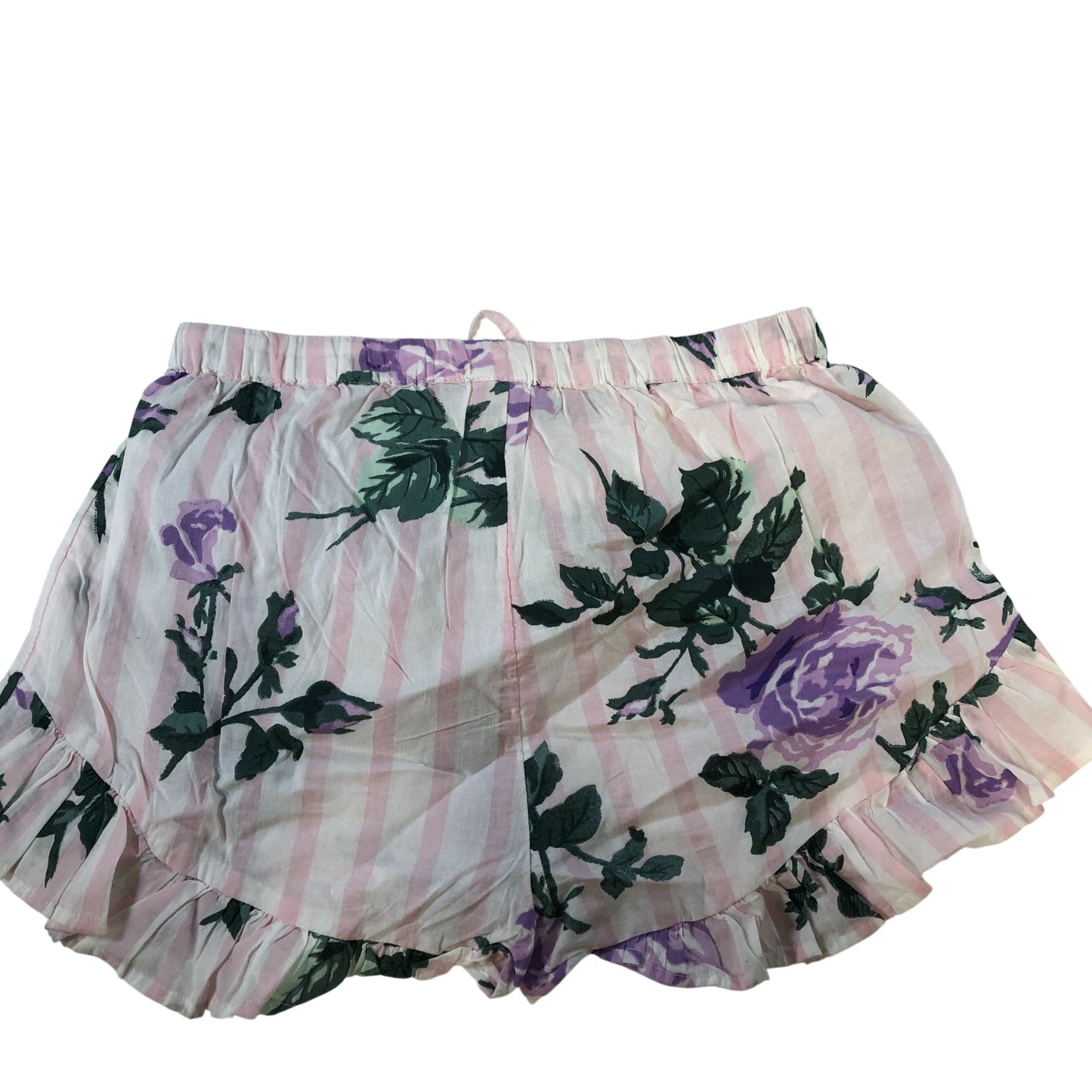 River Island XS Women's Floral Print Frill Shorts Pink Cotton Summer