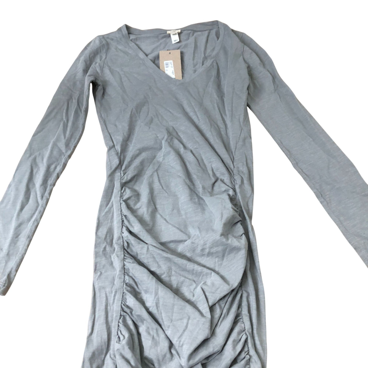 River Island Long Sleeve Wrap Maxi Dress Women's Grey Ruched Design UK8