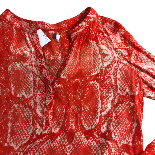 Branded Blouse UK12 Women's Red Snakeskin Print Long Sleeve Top