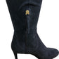 Branded Stretch Boot UK6 Women's Knee High Suede Heeled Navy