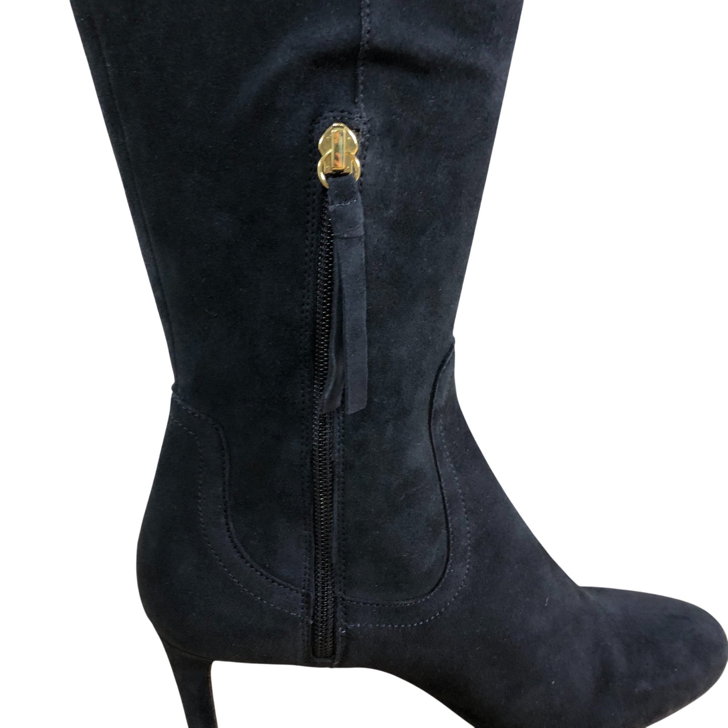 Branded Stretch Boot UK6 Women's Knee High Suede Heeled Navy