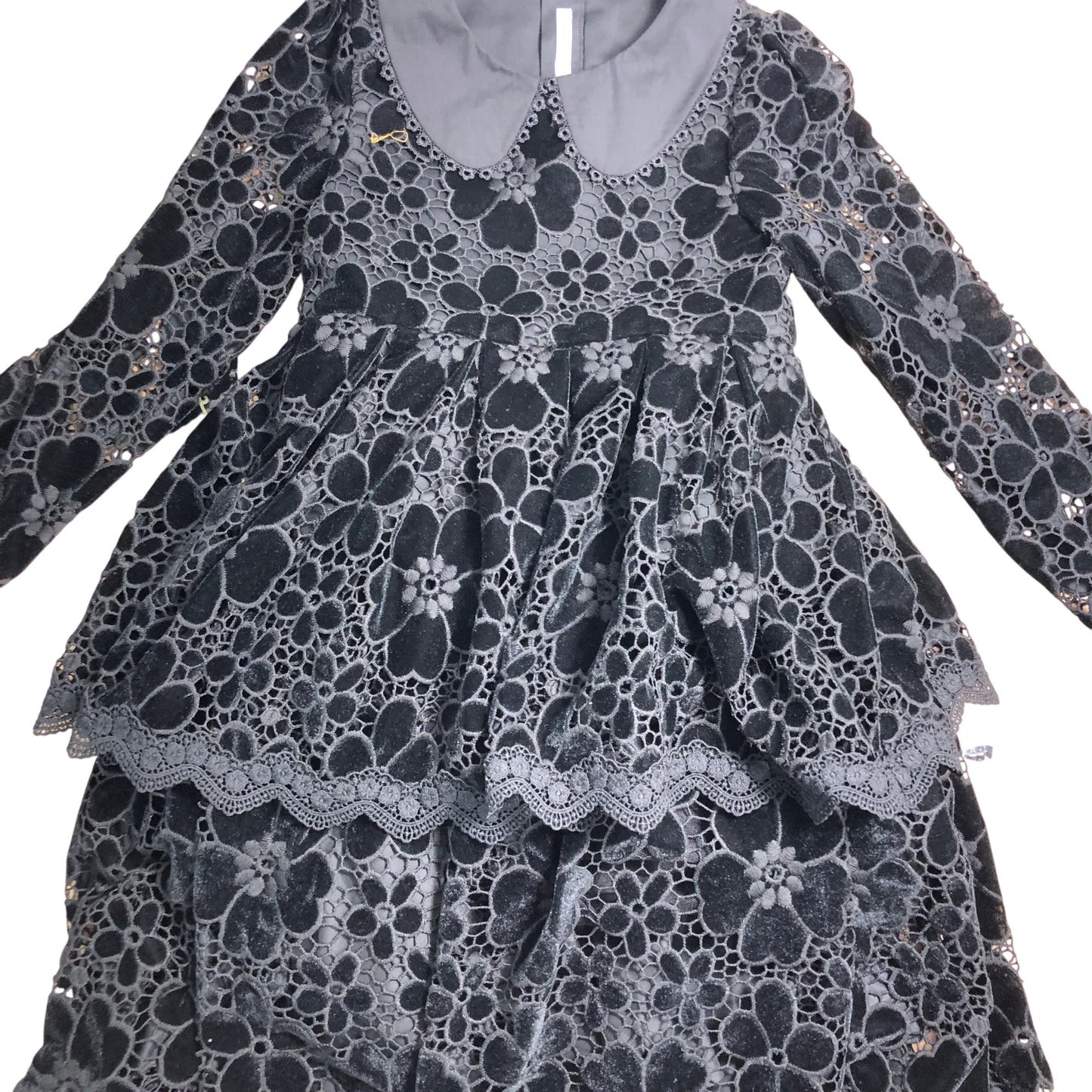 Angel & Rocket Girls Black Lace Flower Dress 10 Years Long Sleeve Elegant Outfit
