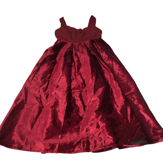 Evening Dress UK12 Women's Burgundy Velvet Spaghetti Straps