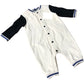 Baby Playsuit 3-6 Months Cotton Beige Black Long Sleeve