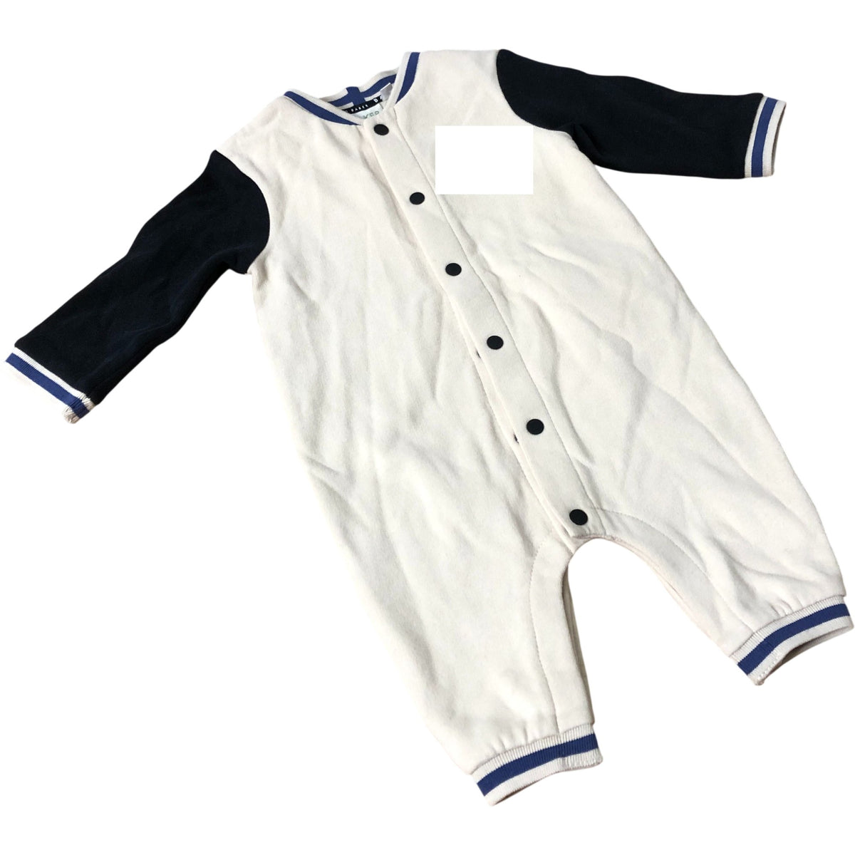 Baby Playsuit 3-6 Months Cotton Beige Black Long Sleeve