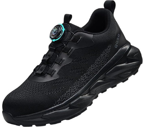 QQSQ LRH-SU7 Steel Toe Cap Safety Trainers Black Lightweight Comfort UK8