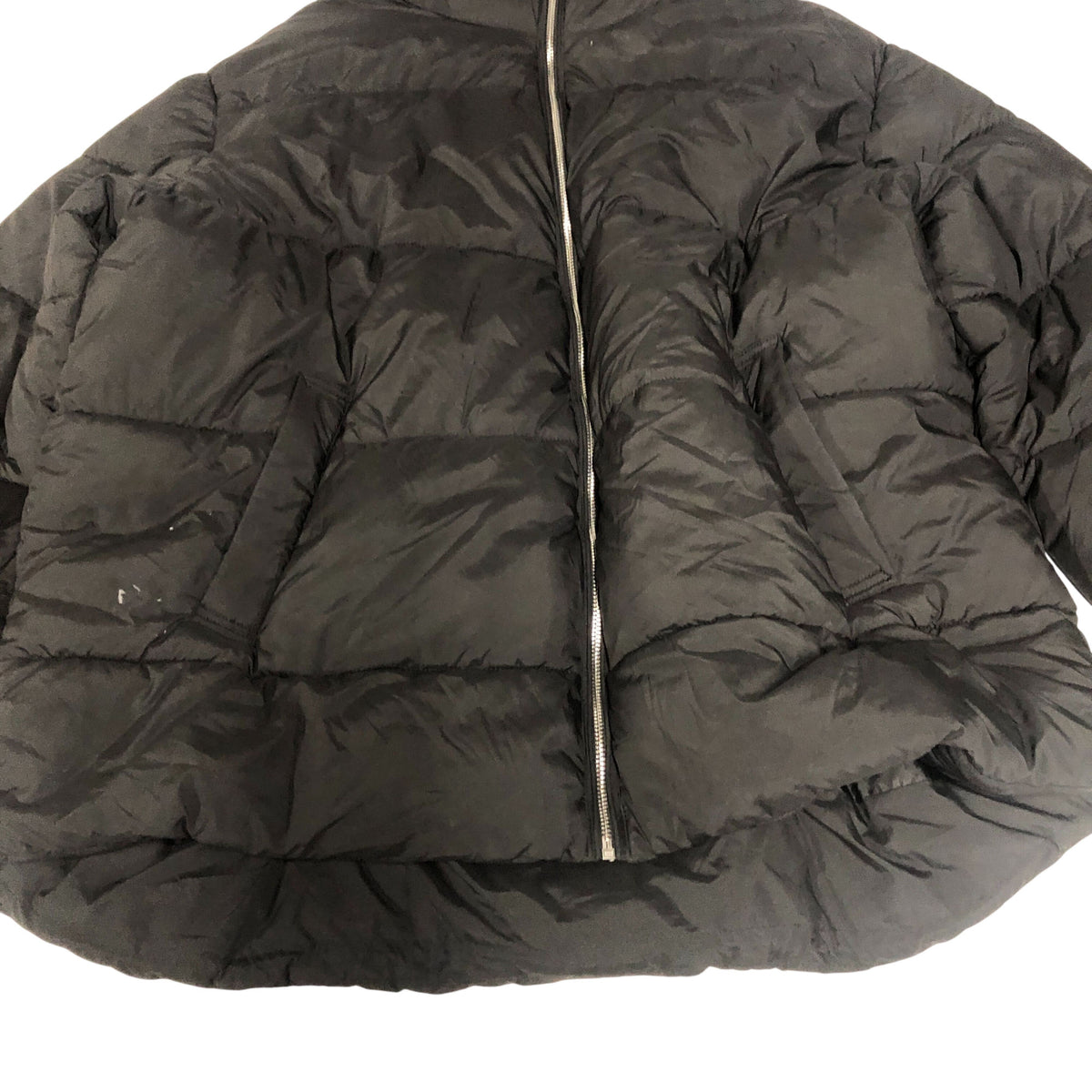 Hooded Puffer Jacket Black Zip Up Warm Coat Lightweight Large UK14-16