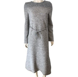 Casual Dress Grey Long Sleeve Relaxed Fit Women's Belted Midi Dress Size 8