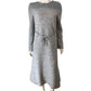 Casual Dress Grey Long Sleeve Relaxed Fit Women's Belted Midi Dress Size 8