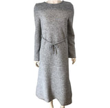 Casual Dress Grey Long Sleeve Relaxed Fit Women's Belted Midi Dress Size 8