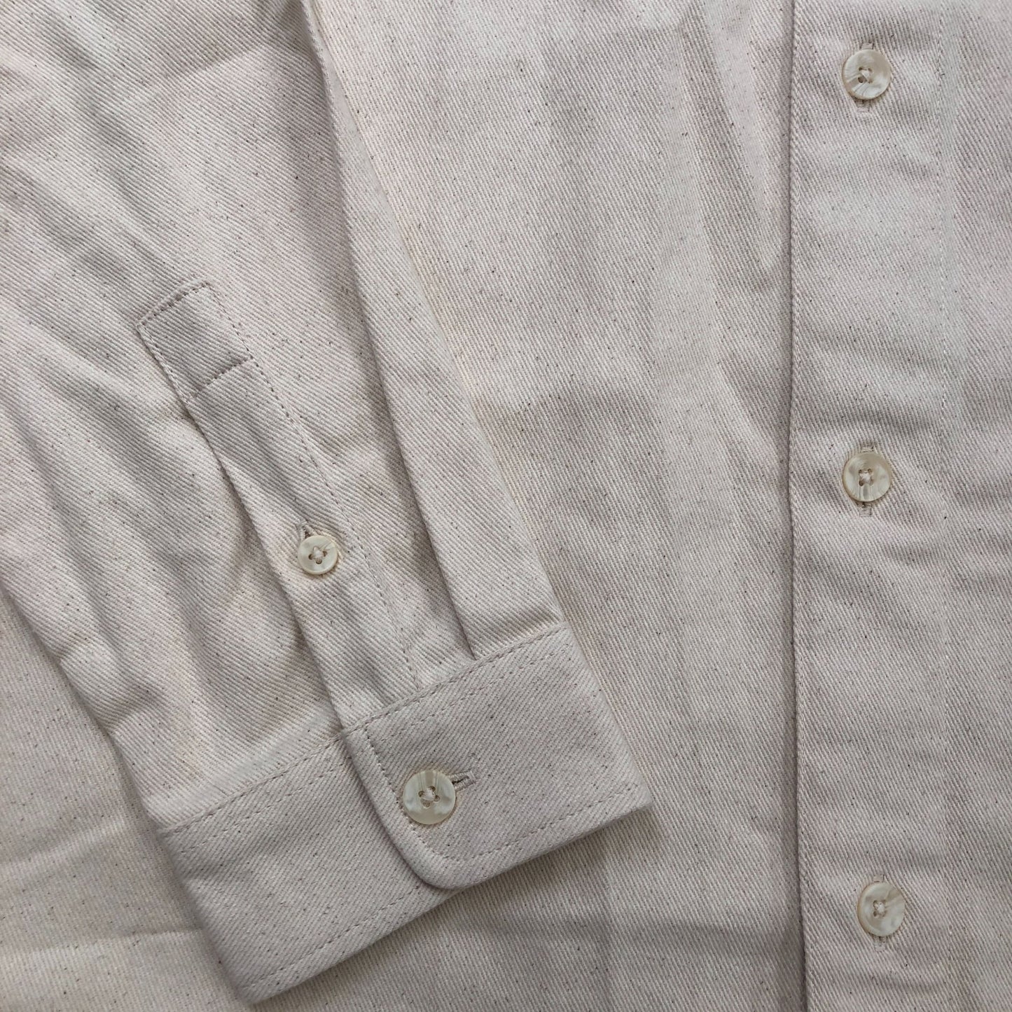 River Island Studios Shirt Size L Men's Long Sleeve Casual Cream Cotton Top
